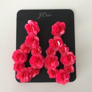 J. Crew Pink Sequins Statement Drop Earrings